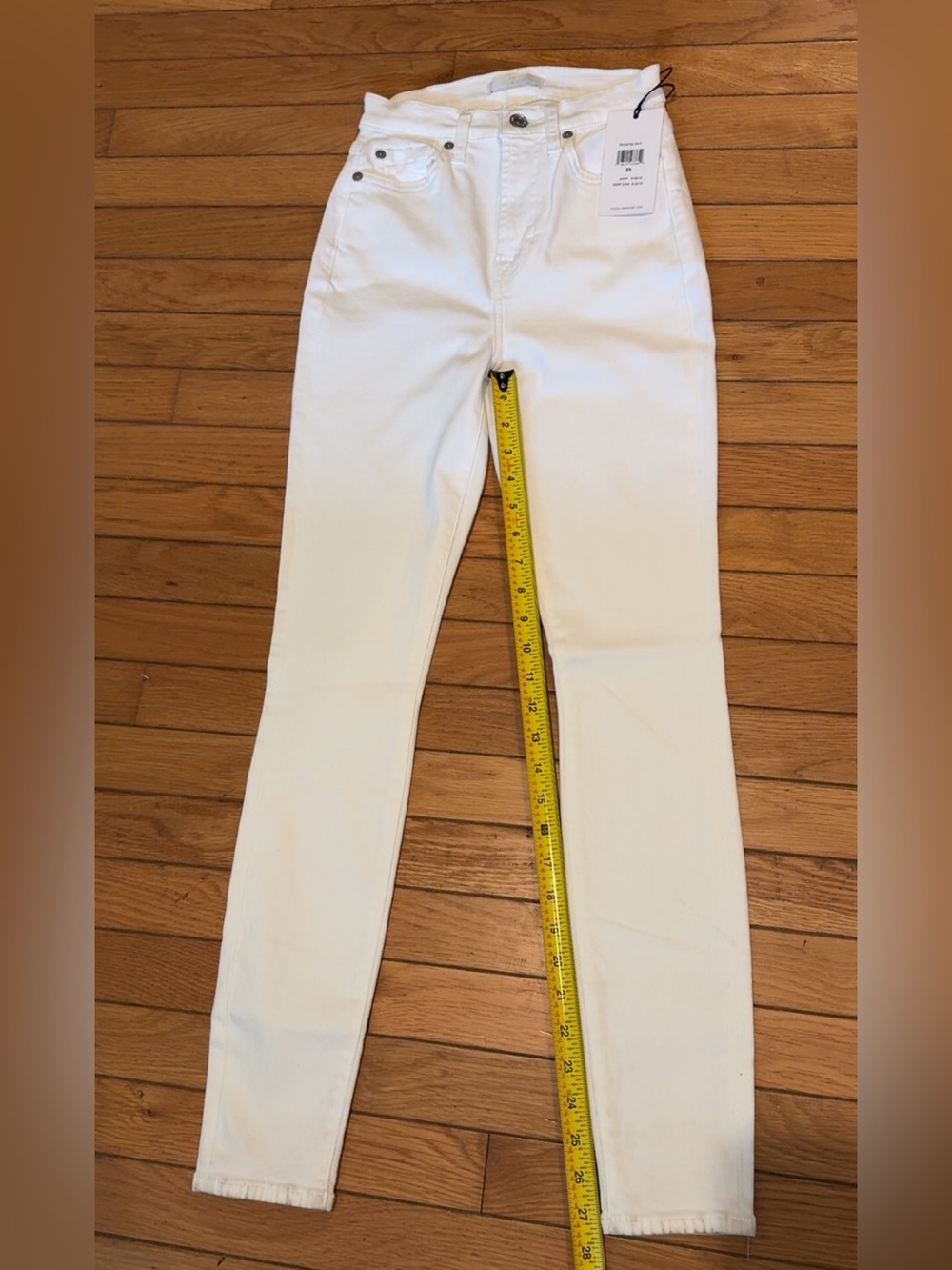 7 For All Mankind White High Waist Ankle Gwenevere, Size 23, NWT - Picture 8 of 10
